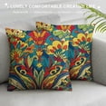 thumbnail image 3 of PHYHOO Abstract Throw Pillow Covers , Green Blue Yellow Pillow Covers, Boho Botanical Geometric Abstract Cushion Covers, Ethnic Bright-Coloured Floral Decorative Square Pillow Cases, 3 of 5