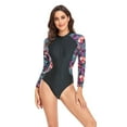 thumbnail image 2 of SWSMCLT Women's Surfing Skinny Swimsuit High Waisted Padded Long Sleeve One Piece Rash Guard Stretch High Neck Bathing Suit Purple 12, 2 of 4
