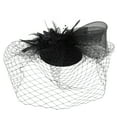 thumbnail image 3 of Uooqdmx Fascinators Hats for Women, Tea Party Hats for Women, Feather Headpiece, European Vintage Vening Banquet Feather Flower Hair Ornament Hat, Vintage Hats for Women, Black One Size, 3 of 8