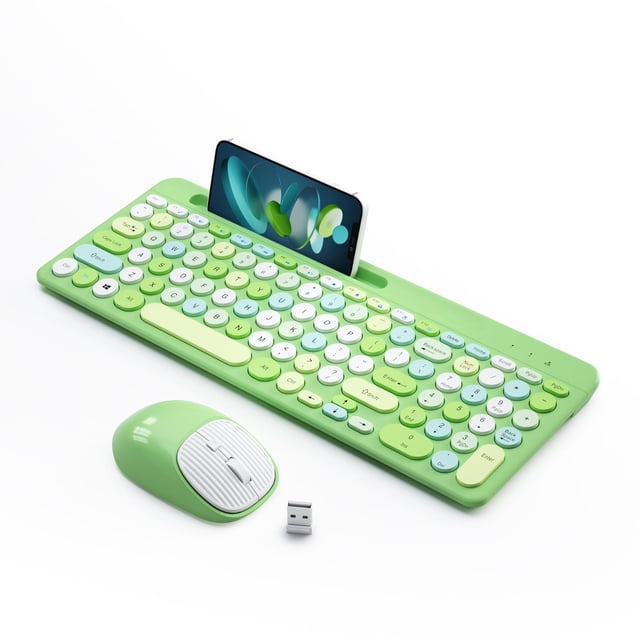 Combo de teclado y ratón inalámbricos XISOGUU Retro Green