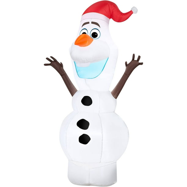 5' Airblown Inflatable Standing Olaf in Santa Hat Disney Christmas Inflatable