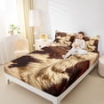 thumbnail image 4 of Homewish Cattle Hide Pattern Full Size Sheets,Western Rustic Farmhouse Bed Sheets,Brown Beige Sheet Sets For Adult,Super Cozy Room Decor,4pcs, 4 of 7