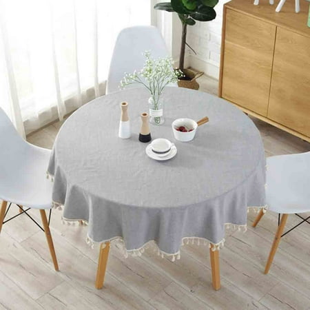 

Tiezhimi Tassel Tablecloth Cotton Linen Dust Proof Table Cover for Kitchen Dinning Tablet
