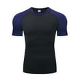 thumbnail image 3 of Adeawade Men T Shirts Round Neck Tight Fitting Training Sports Fitness Running Sweat Wicking Quick Drying Short Sleeved T Shirt Top Handsomen Clothing Blue 3Xl, 3 of 3