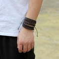 thumbnail image 2 of Set de pulseras vintage de piel para hombre, 3 piezas, trenzadas y entrecruzadas, 2 of 2