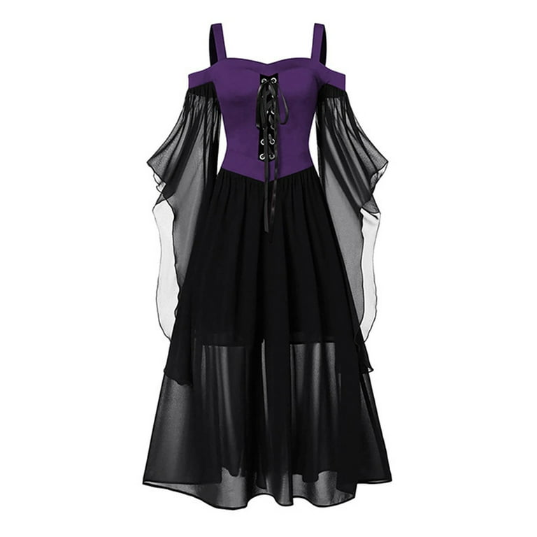 Guiexla Halloween Costumes Fairy Chiffon Batwing Sleeve Women Maxi Dress  A-Line Slip Dress Costume Cocktail Dress for Party Prom - Walmart.com