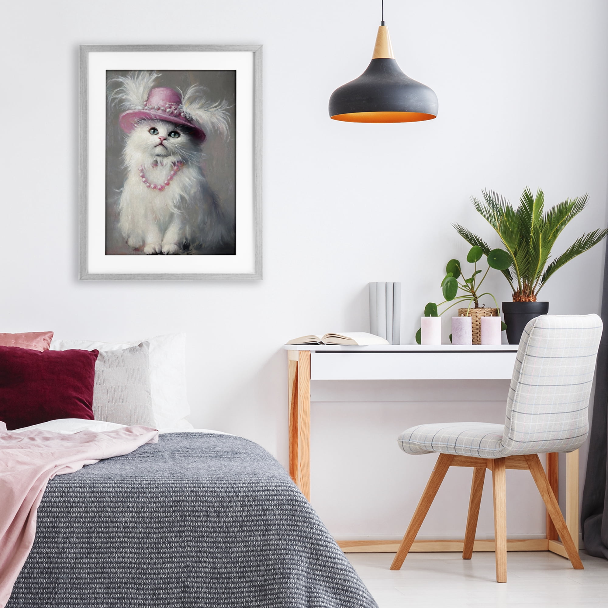 Stupell Industries Beautiful Brigitte Cat Gray Framed Print Under Glass, design by Tina LeCour