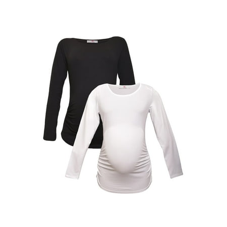 

LVMA2300 - 2 Pack - 100% premium Cotton - Women Long Sleeve Maternity T-Shirt