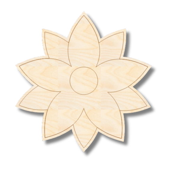 Unfinished Wood Etched Poinsettia Shape | Paint By Line Crafts 10" / 1/8"