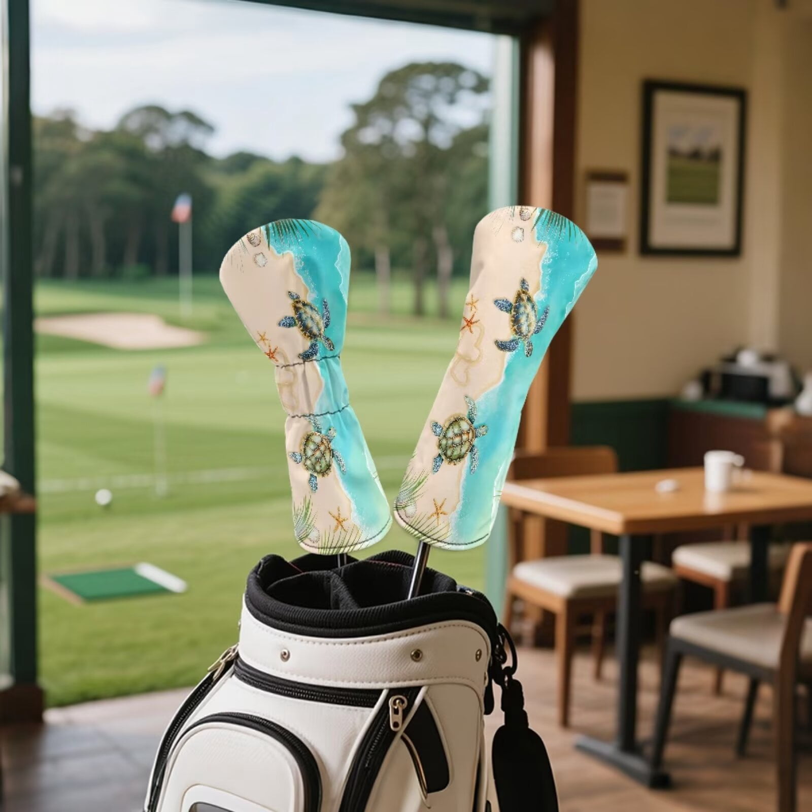 Uorisanigo Golf Club Head Covers Set of 3 - Waterproof PU Leather Beach Turtle Golf Club Headcovers Premium Lightweight Golfs Head Cover with Anti-Scratch Protection for Men & Women
