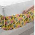 thumbnail image 2 of Tropical Bed Skirt, Exotic Hand Drawn Hibiscus Flowers Sketch Thriving Plants on Grid Squares Backdrop, Elastic Bedskirt Dust Ruffle Wrap Around for Bedding Decor, 4 Sizes, Multicolor, by Ambesonne, 2 of 2
