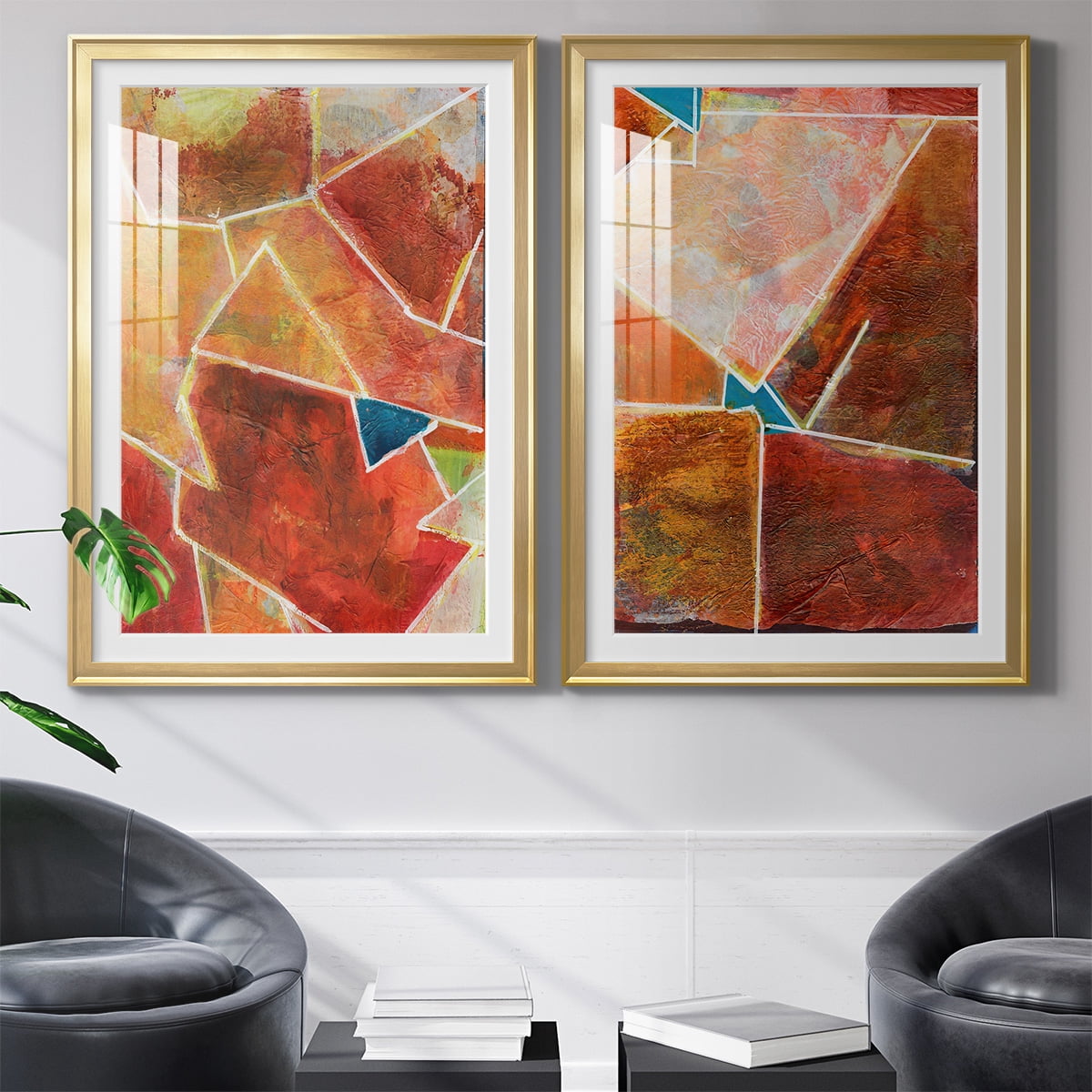 Wexford Home Primary Connection VII Premium Framed Print, 30.5" x 42.5" - Ready to Hang, Gold (Set of 2)