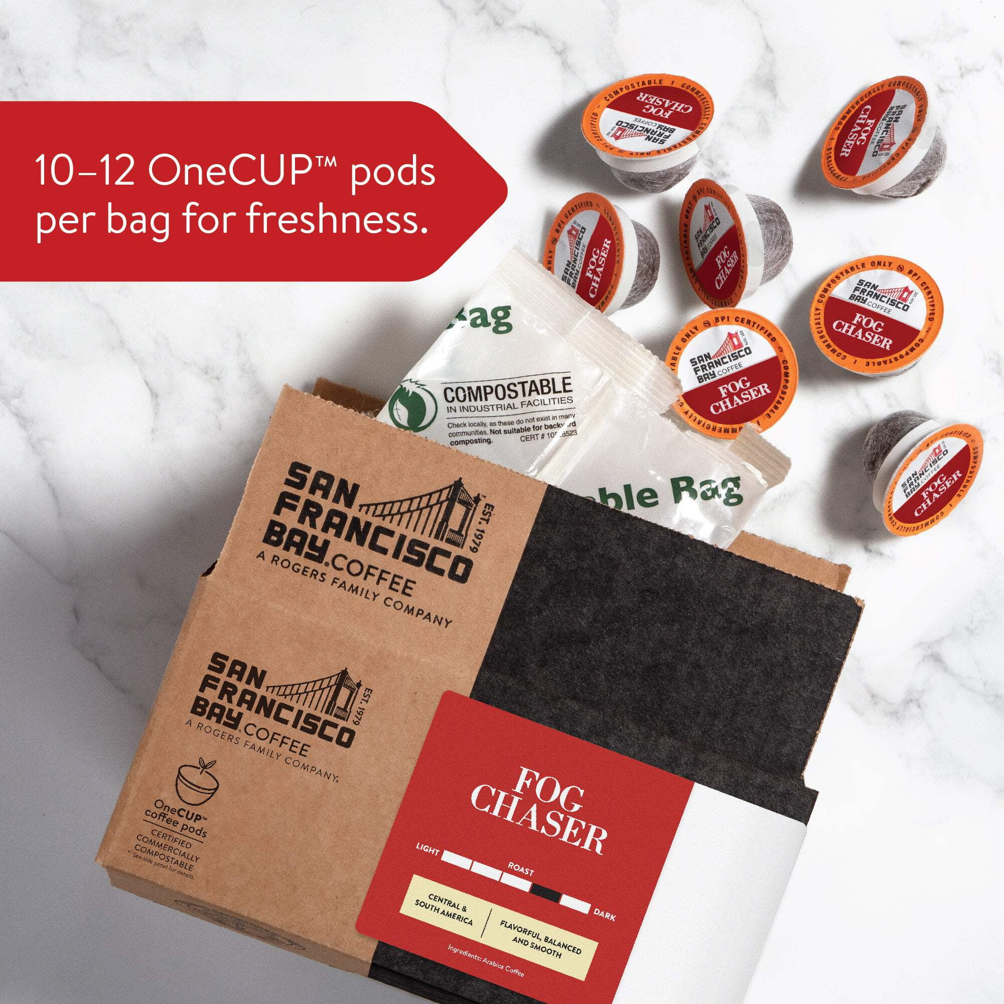 San Francisco Bay Coffee Pods, Fog Chaser, 36 Ct, K Cup Compatible, Medium  Dark Roast