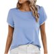 thumbnail image 1 of Top de cuello redondo de manga corta casual de color sólido de verano para mujer OAVQHLG3B Store  lin121212, 1 of 5