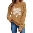 thumbnail image 4 of St. Patrick's Day Sweatshirt for Women Floral Shamrock Pattern Crewneck Long Sleeve Ribbed Cuffs Loose Fit Graphic Holiday Top, 4 of 6