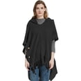 thumbnail image 1 of Chandail à Franges de Mode pour Femmes, Manches Chauve-Souris de Printemps et d'Automne et d'Hiver, Chandail à Enfiler, Cape Rayée, Chandail à Capuche, Haut Châle, 1 of 6