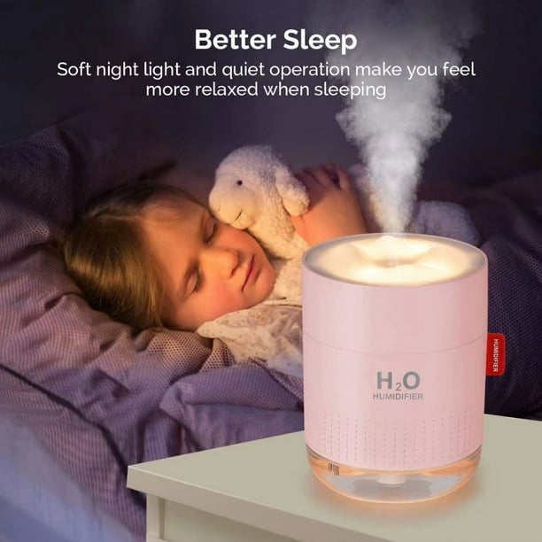 Portable Mini Humidifier 500ml Small Cool Mist Humidifier with Night Light USB Personal Desktop Humidifier for Baby Bedroom Travel Office Home