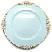 Allgala 13-Inch -Pack Heavy Quality Round Charger Plates-Floral Light Blue-HD80344