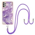thumbnail image 2 of Allytech Galaxy A32 5G Case [Not for A32 4G Phone], Luxury Marble Pattern TPU Rubber Slim Fit Anti-scratch Shock-absorbing Back Cover with Shoulder Strap Case for Samsung Galaxy A32 5G, Purple, 2 of 4