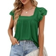 thumbnail image 6 of Coferset Casual Tops Women Square Neck Lace Short Sleeve Ladies Blouse Women Summer Tops, 6 of 6