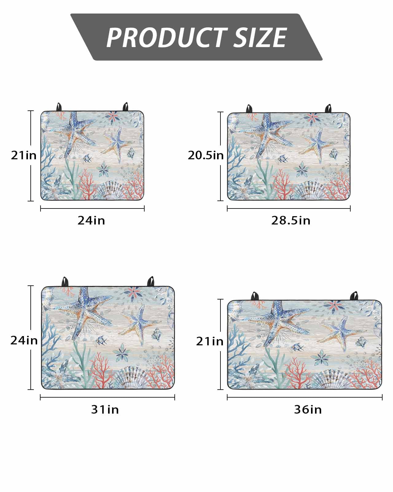 Stove Top Covers for Electric Stove, Coastal Starfish Glass Stovetop Cover Protector, Blue Nautical Coral Seashell Wooden Induction Cooktop Protector Oven Mat for Kitchen Countertop 24"x21"