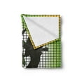 thumbnail image 2 of 70s Party Soft Flannel Fleece Throw Blanket, Silhouette Illustration of Couple Dancing in Disco Love, Cozy Plush for Indoor and Outdoor Use, 70" x 90", Pale Green Dark Green, by Ambesonne, 2 of 5