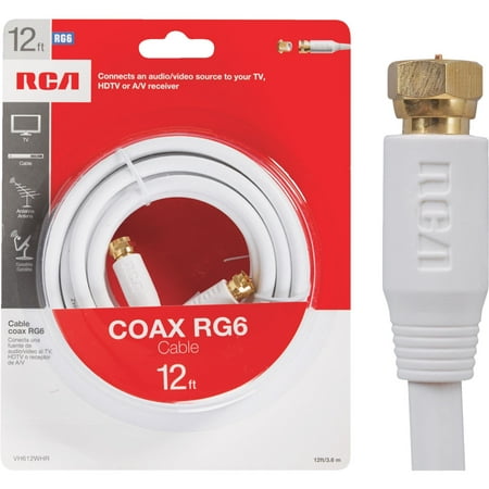 RCA 12' RG-6 Digital Coaxial Cable With Gold Plated F Connectors