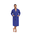 thumbnail image 2 of EA'S SECRET 100% Cotton Mens Robe Lightweight Long Kimono Bathrobe with Pockets Cozy Knit Spa Robes Breathable Shower Bath Robes(Cobalt Blue,L), 2 of 8