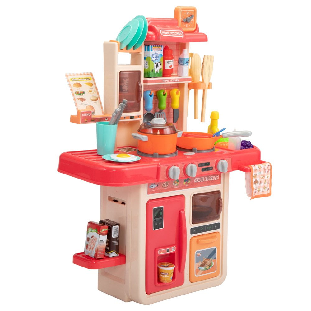 J DOYCE Plastic Play Kitchen Set with Realistic Lights & Sounds Kids Kitchen Playset &Kitchen Accessories Set Shipping from USA 