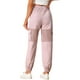 thumbnail image 3 of Pantalones cargo elásticos de malla para mujer de cintura alta, estilo holgado, talla XL, color rosa, 3 of 6