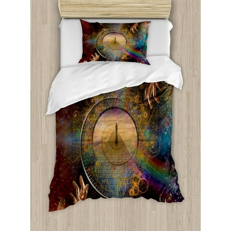 Magical Duvet Cover Set Double Exposure Outer Space Mixed With