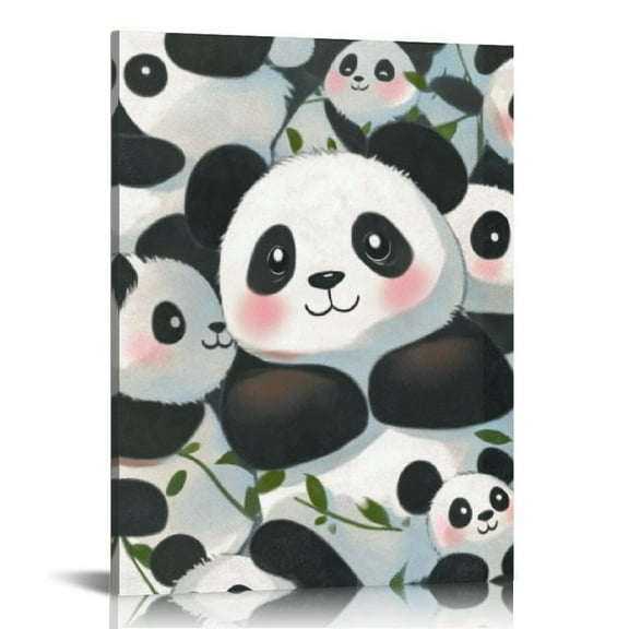 FCXZI Panda Bears Kawaii Furry Art Modern Canvas Prints Home Decor Living Room Bathroom Bedroom Office Wall Art 12x16in