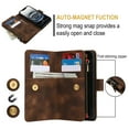 thumbnail image 4 of Crossbody Case for iPhone 16E, RFID Blocking, Card Holder Wallet Cover, Zipper Pocket PU Leather Magnetic Snap Shoulder Strap Large Capacity Purse Protective Phone Case for iPhone 16E, Brown, 4 of 8