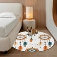 thumbnail image 3 of Boho Geometric Round Area Rug 3.3 FT, Non Slip Small Entryway Kitchen Mat, Ethnic Feathers Patterns Retro Farmhouse Washable Soft Circular Rug Non-Shedding Door Mat for Bathroom Playroom Kids Room, 3 of 9
