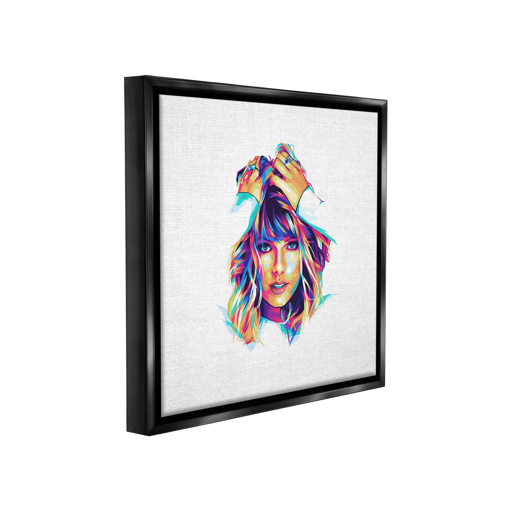 Stupell Industries Bold Taylor on White Abstract Painting Black Floater Framed Canvas Art Print Wall Art, 18 x 18