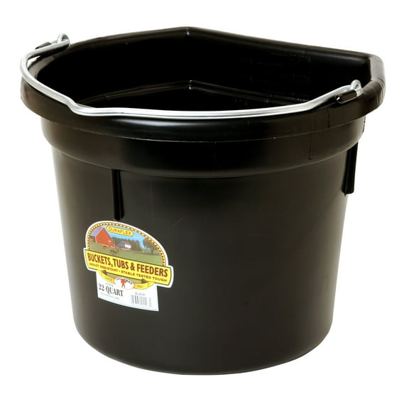 Little Giant Heavy Duty 22 Quart Flat Back Plastic Bucket with Metal Handle