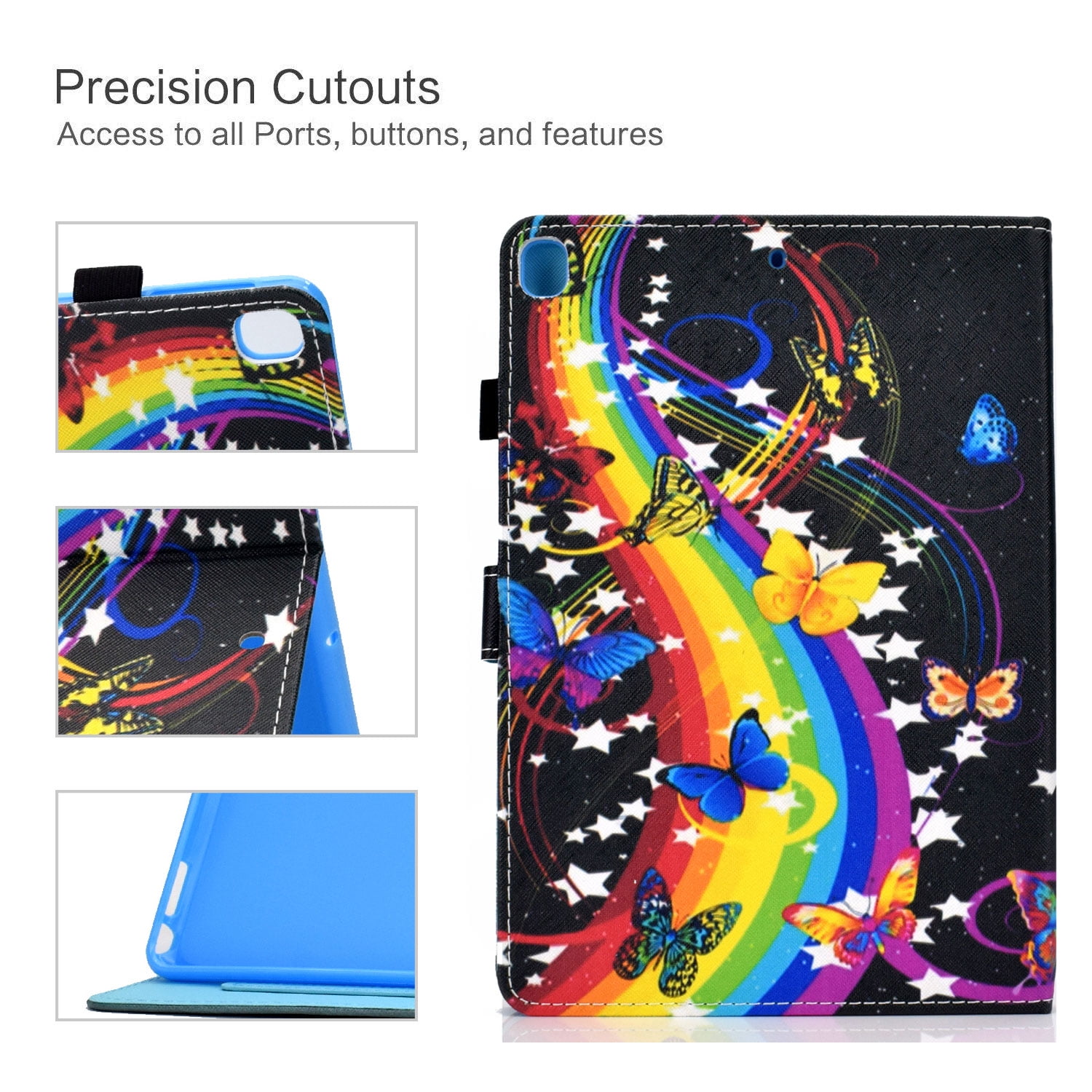 New iPad 10.2" Case 2019 (7th Generation), Allytech Slim Fit Smart Cover with Auto Sleep Wake Multi Angle Stand Pencil Holder Protection Folio Flip Shell Cover for Apple iPad 10.2 Inch, Butterflies