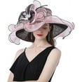 thumbnail image 3 of Women's Organza Church Hat,Fascinator Tea Party Hat,Ruffles Brim Wedding Hat, 3 of 5