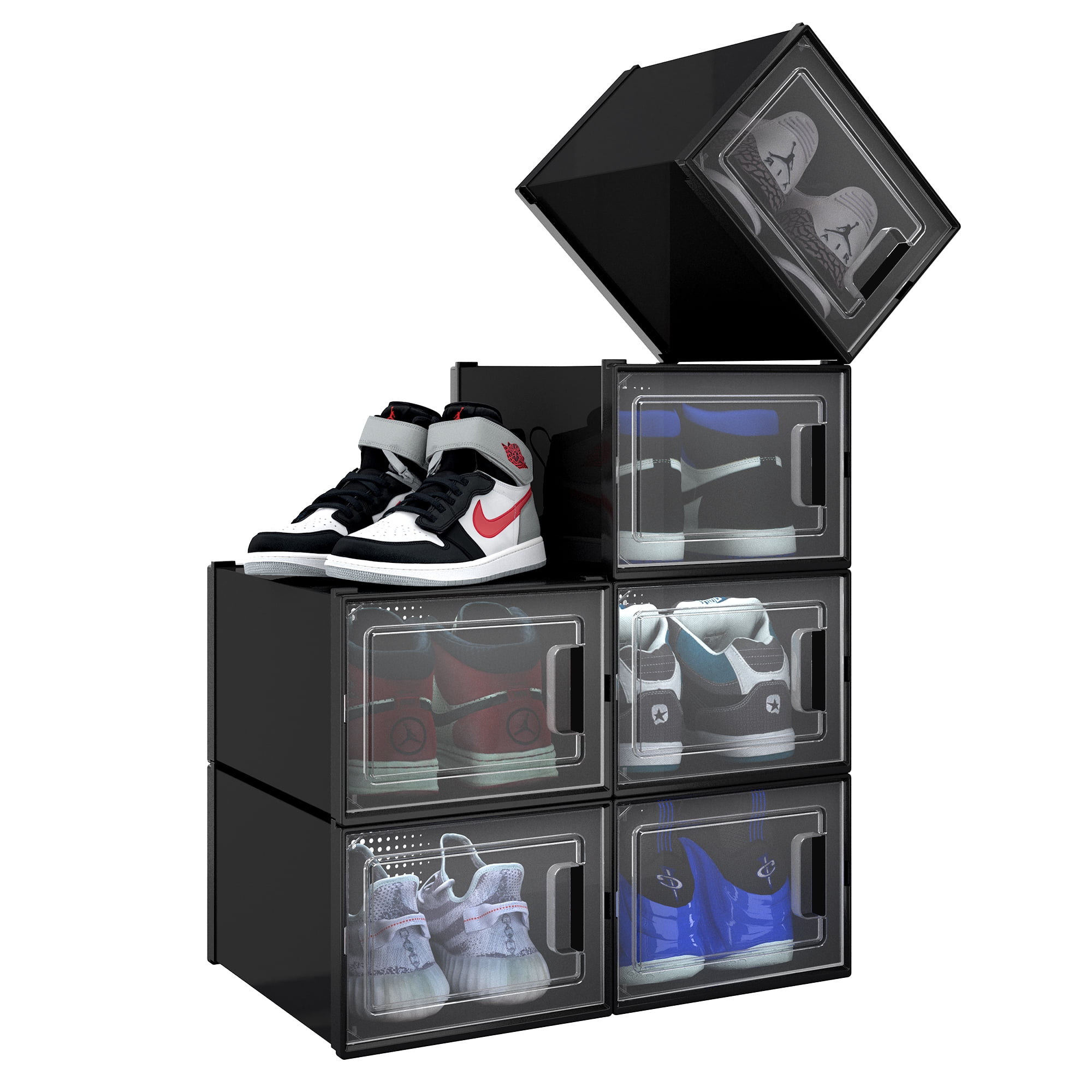 DWVO Shoe Storage Box Stackable Sneaker Organizer Clear Big Closet Container Hard Plastic 6