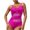Hot Pink, variant on Womens One-Piece Swimsuit with Crossover Neckline & Ruffled Shoulder Straps, Form-Fitting Elastic Swimwear Blue M