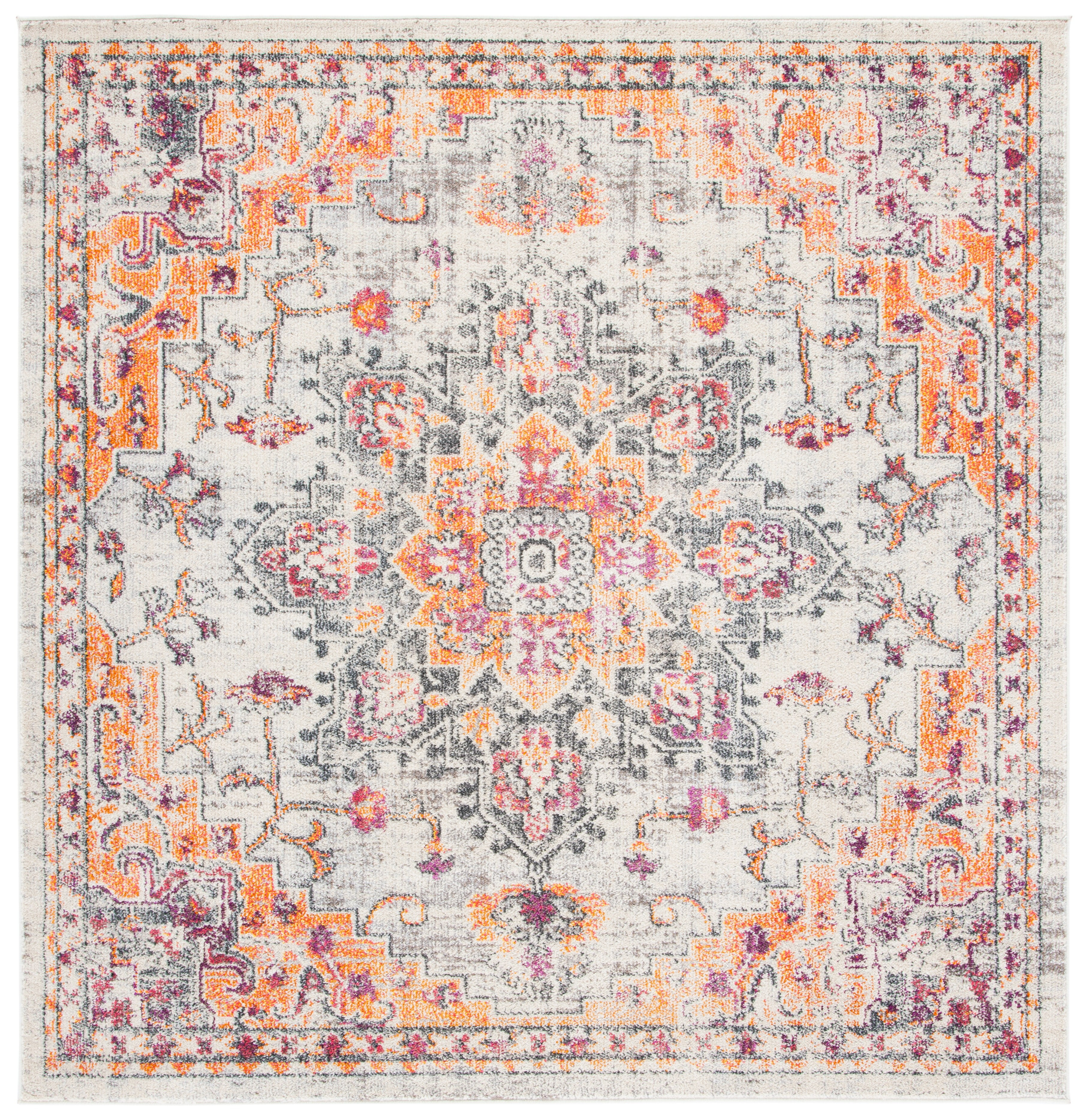 SAFAVIEH Madison Dalia Oriental Area Rug, Beige/Orange, 6'7" x 6'7" Square