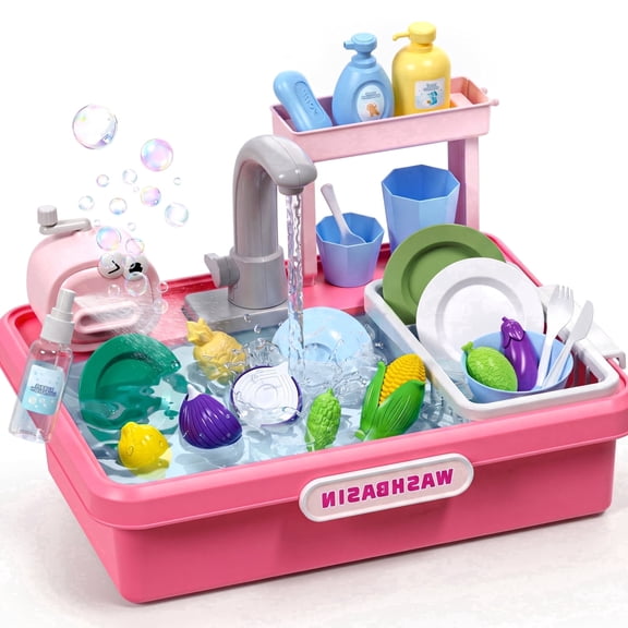 Gelomee Kitchen Sink Toy – Pretend Play Dishwashing Set