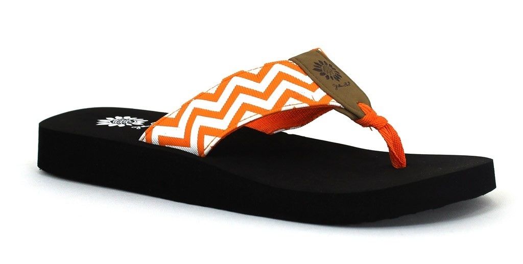 orange yellow box flip flops