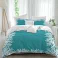 thumbnail image 2 of Aqua Coastal Coral Bedding 3 Piece Duvet Cover Set California King, White Ocean Marine Sea Nautical Beach Soft Microfiber Comforter Cover with Zipper Closure & Pillowcases, FadeResistant Quilt Cover, 2 of 9