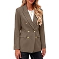 thumbnail image 4 of Cmfcve Women's Double Breasted Blazer Jacket Lapel Collar Long Sleeve Oversized Dressy Casual Suit Coat, 4 of 7