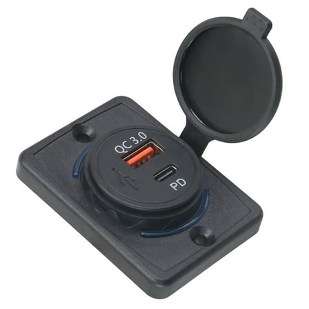 Necvior USB C Car Charger Socket QC3.0 Car USB Port Charging Ports with LED Voltmeter Power Adapter 12-24V DIY Car Socket