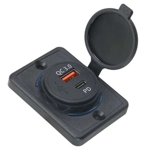 Necvior USB C Car Charger Socket QC3.0 Car USB Port Charging Ports with LED Voltmeter Power Adapter 12-24V DIY Car Socket