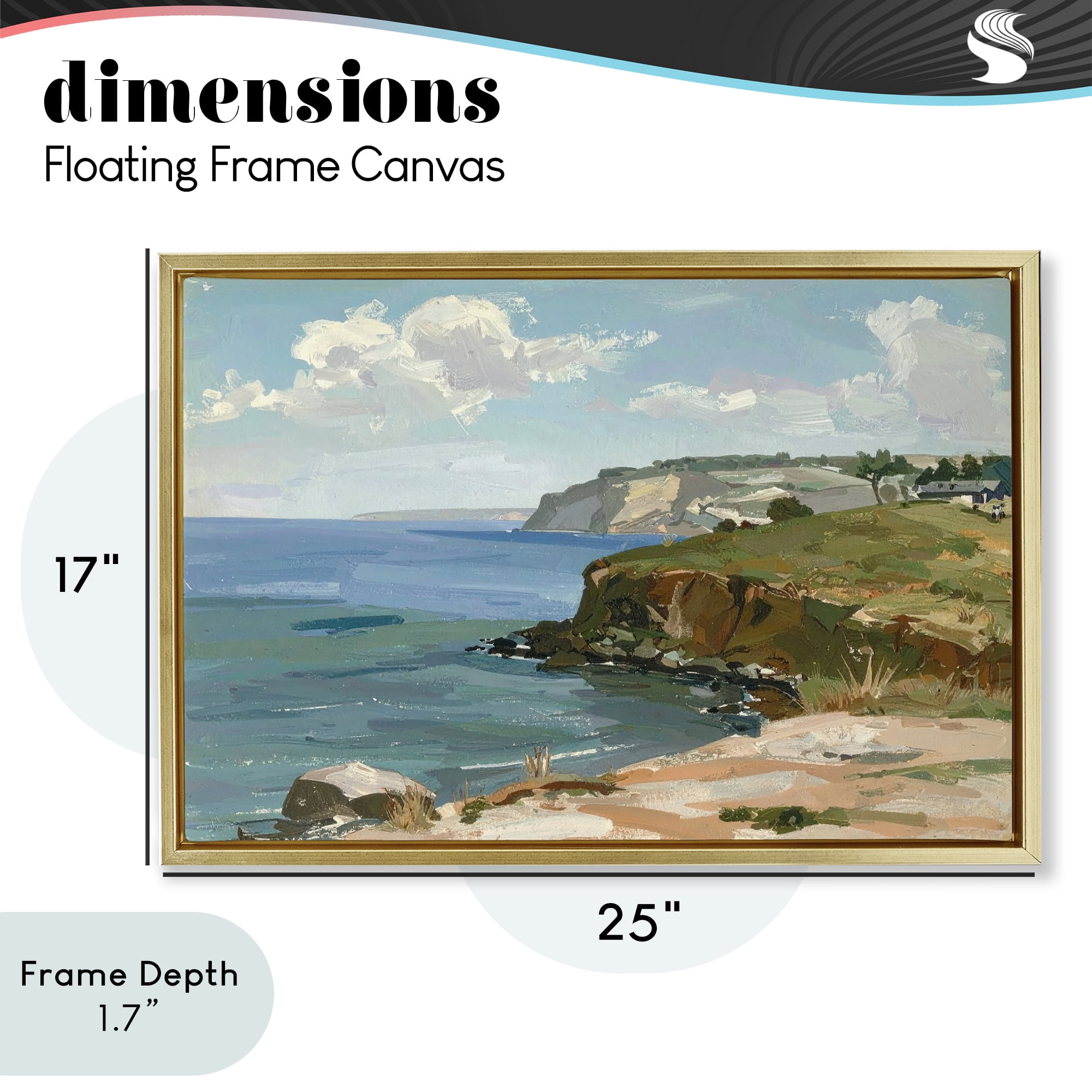 Stupell Industries Along The Shore Scenery Gold Framed Floater Canvas Wall Art, design by Alonza Saunders