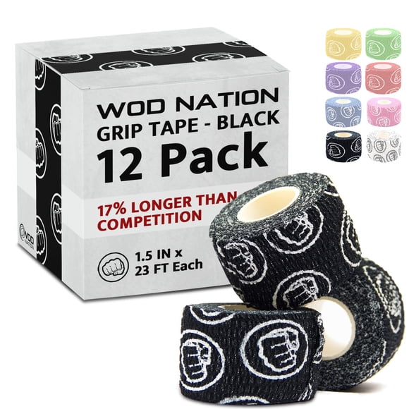 Cinta adhesiva WOD Nation V3 para levantamiento de pesas, 23 m, 3 unidades, color negro