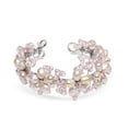 thumbnail image 1 of Elegantly Handcrafted Pink Pearl & Crystal Flowers Cuff Bracelet, 1 of 6